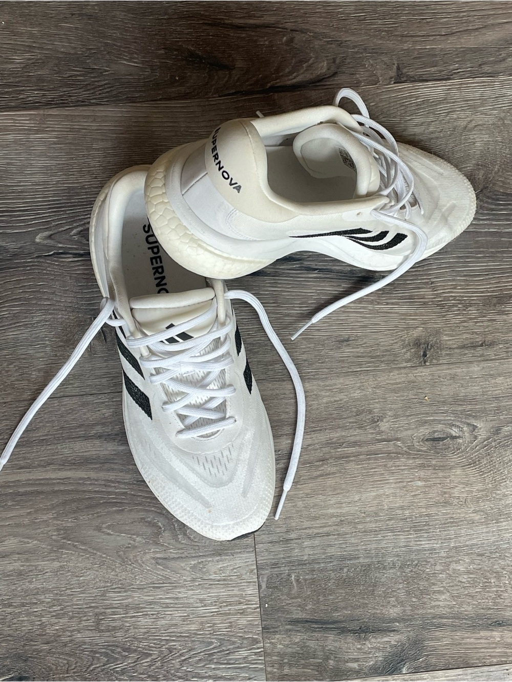 adidas Supernova Men's Running Shoes - White with Black Stripes